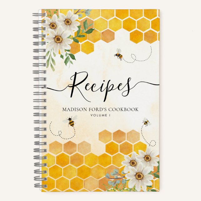 Carnet Recette de miel de fleur en nid d'abeille abeille  (Recto)
