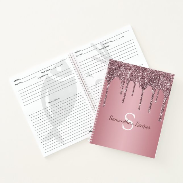 Carnet Recette de monogramme avec gouttes de paillettes r (Intérieur)
