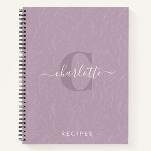 Carnet Recette de monogramme botanique Lilac rustique élé