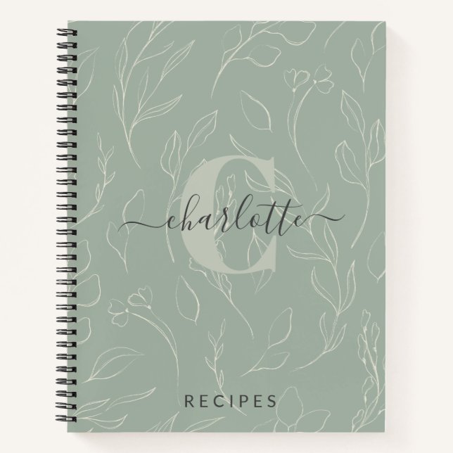 Carnet Recette de monogramme botanique sauge rustique élé (Devant)