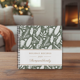 Carnet Recette de nom de famille Feuillage d'hiver Vert S