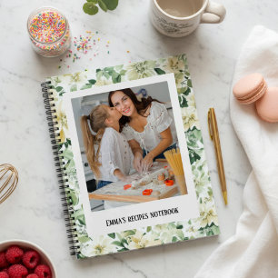 Carnet Recette de photo personnalisée élégante à fleurs v
