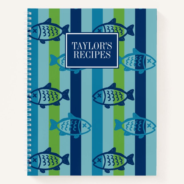 Carnet Recette de rayure de cuisine côtière de poissons c (Devant)