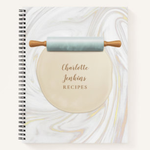 Carnet Recette de rouleau à pâtisserie en marbre avec spi