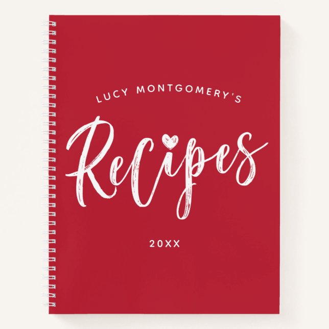 Carnet Recette de script de pinceau blanc Crimson (Devant)