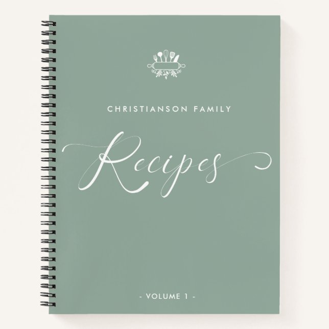 Carnet Recette de script élégant de nom personnalisé (Devant)