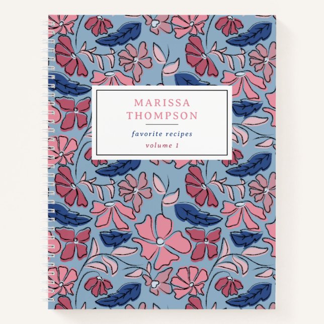 Carnet Recette d'impression de bloc floral dessinée à la  (Devant)