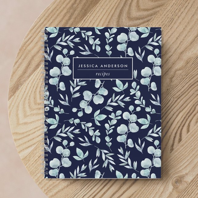 Carnet Recette élégante de Navy et Eucalyptus Sage (Créateur téléchargé)