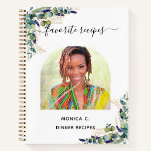 Carnet Recette élégante photo eucalyptus verdure or