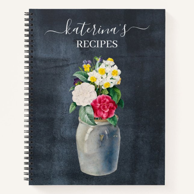 Carnet Recette Fleur sauvage d'aquarelle Retro Chalkboard (Devant)