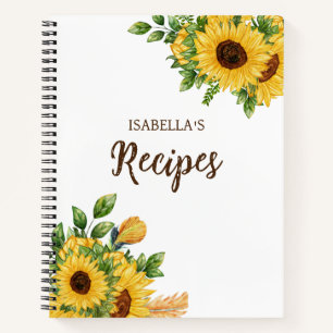 Carnet Recette florale d'aquarelle personnalisée
