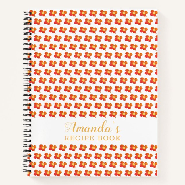 Carnet Recette Florale Motif rouge orange (Devant)