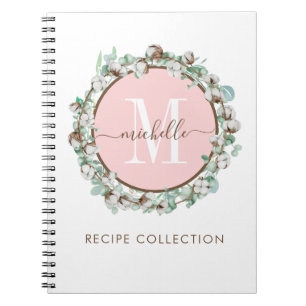 Carnet Recette florale rose rose rose monogramme