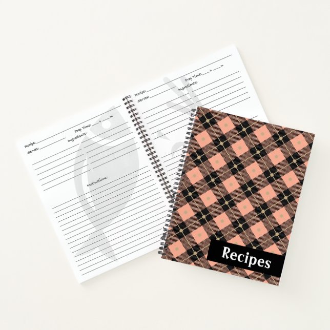 Carnet Recette Luminjack noir rose corail Plaid Recette (Intérieur)