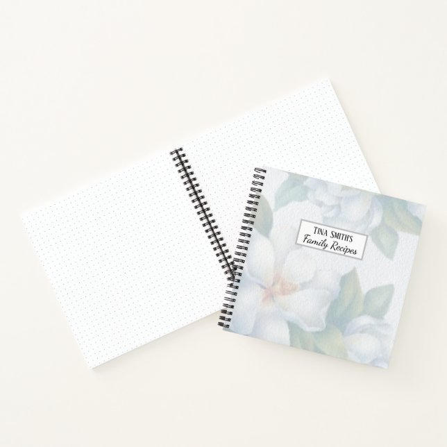 Carnet Recette Mariage de fleurs de bois blanc argenté (Intérieur)