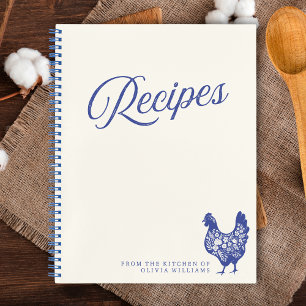 Carnet Recette mignonne Bleu Poulet Botanique Photo perso