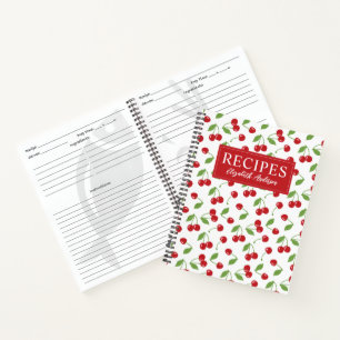Carnet Recette moderne Motif de cerise rouge Recette