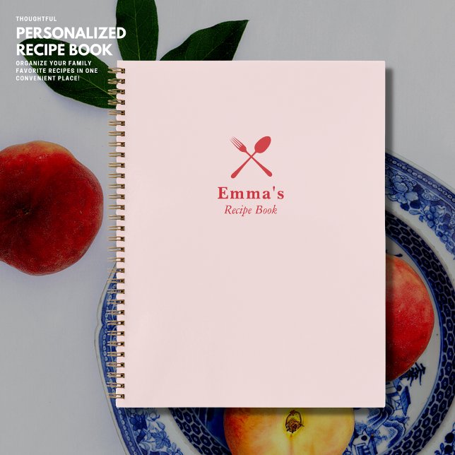 Carnet Recette moderne simple et jolie rose et rouge (Créateur téléchargé)