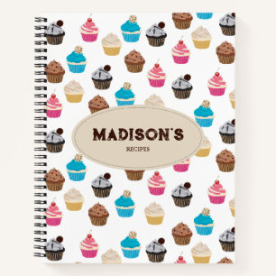 Carnet Recette Motif de cupcakes cute colorée
