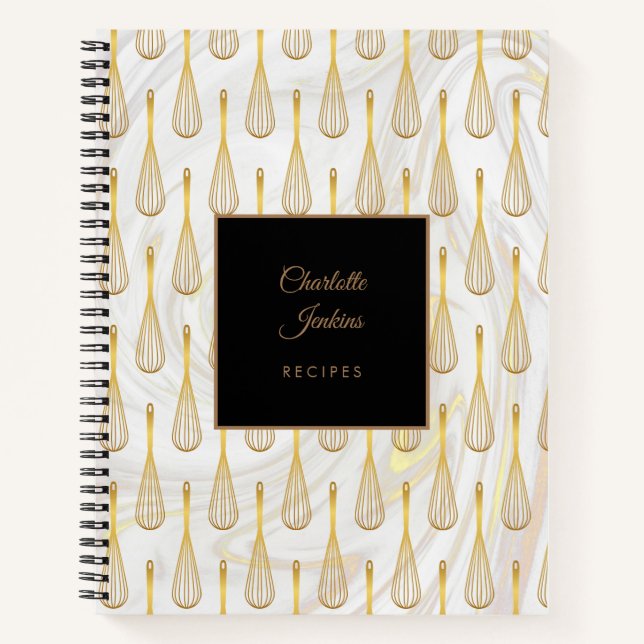 Carnet Recette Motif de marbre de Whisk d'or (Devant)