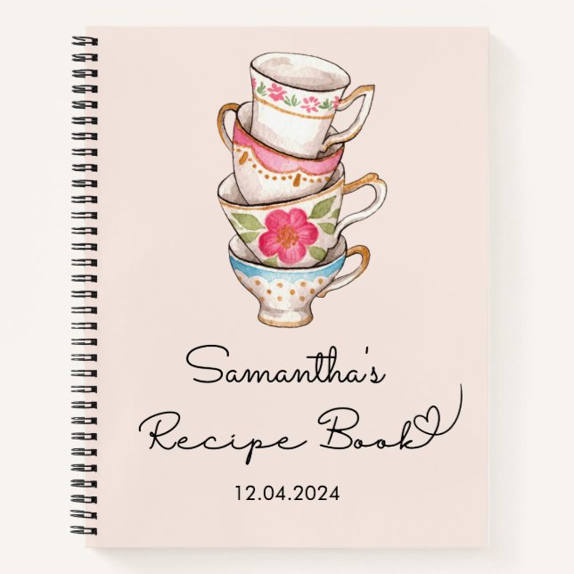 Carnet Recette nuptiale moderne Blush Tea Party (Devant)