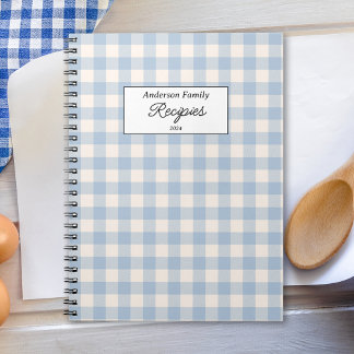 Carnet Recette Pastel Blue Gingham