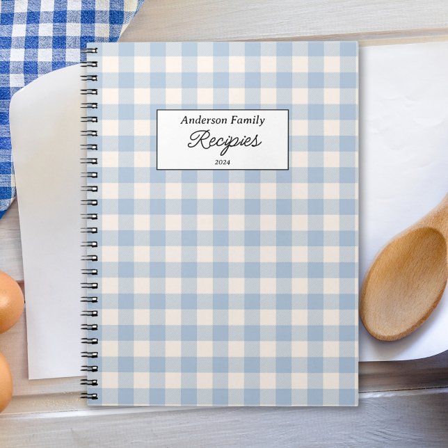 Carnet Recette Pastel Blue Gingham (Créateur téléchargé)