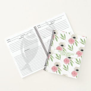 Carnet Recette personnalisée à motif floral mou