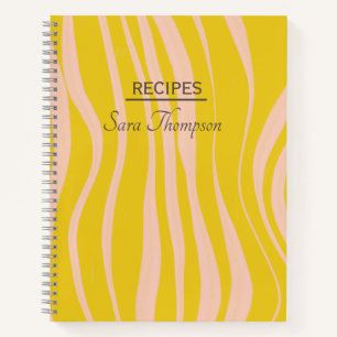 Carnet Recette personnalisée abstraite vague jaune modern