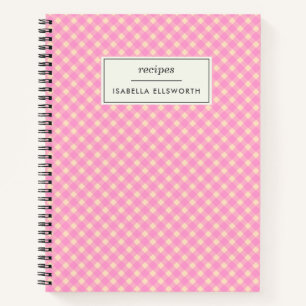 Carnet Recette personnalisée Cute Retro Rose En vichy Pl