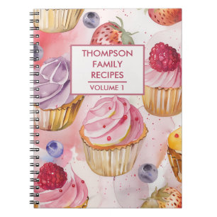 Carnet Recette personnalisée de baies de cupcake peintes 