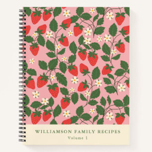 Carnet Recette personnalisée de fraise rose vintage 