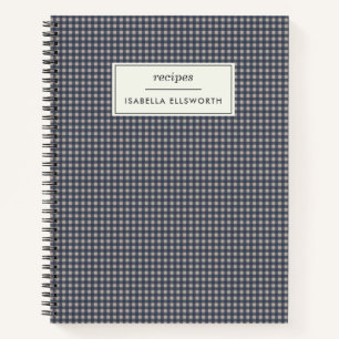 Carnet Recette Personnalisée Gingham Carreaux Rétro Migno