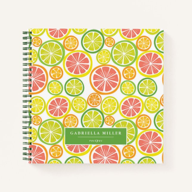 Carnet Recette personnalisée Motif Citrus moderne (Devant)