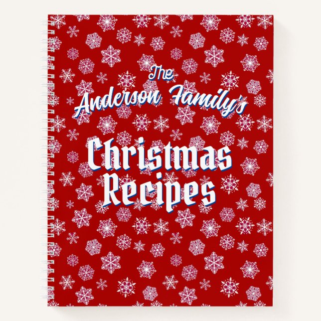 Carnet Recette personnalisée Motif Deep Red Snowflake (Devant)