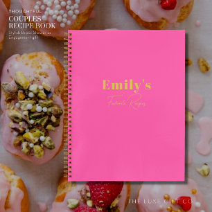 Carnet Recette personnalisée simple moderne rose et or