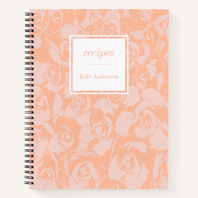 Carnet Recette personnalisée Stylish Coral rose rose (Devant)
