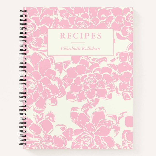 Carnet Recette personnalisée vintage rose floral (Devant)