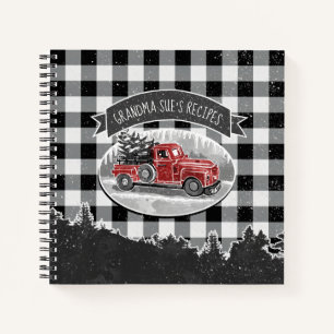 Carnet Recette Vintage de Noël Camion Rouge Buffalo Plai