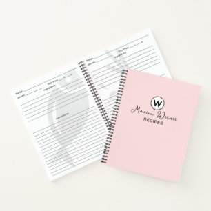 Carnet Recettes à l'intérieur du papier Design rose pâle
