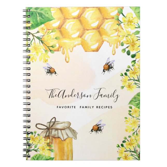 Carnet Recettes abeilles bourdons miel fleurs jaunes été (Devant)