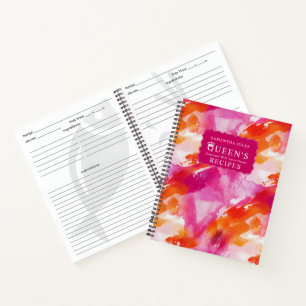 Carnet Recettes Abstraites Rose Orange Aquarelle