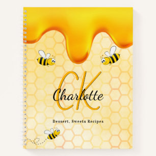 Carnet Recettes bumble abeilles miel goutte de monogramme