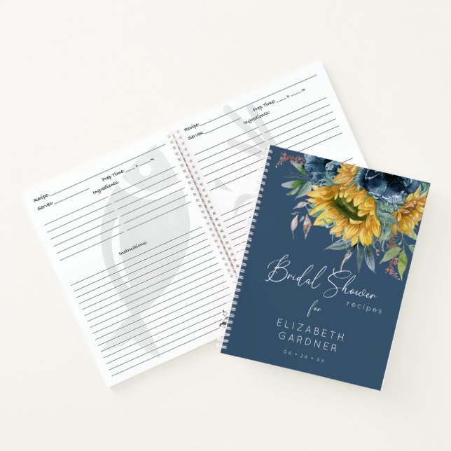 Carnet Recettes de Baby Shower Champêtre de Tournesols (Intérieur)