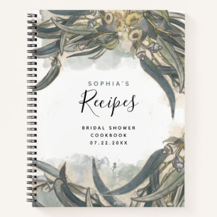 Carnet Recettes de Baby Shower Mariage aux Feuilles d'Euc