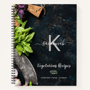 Carnet Recettes de cuisine végétarienne rustique monogram