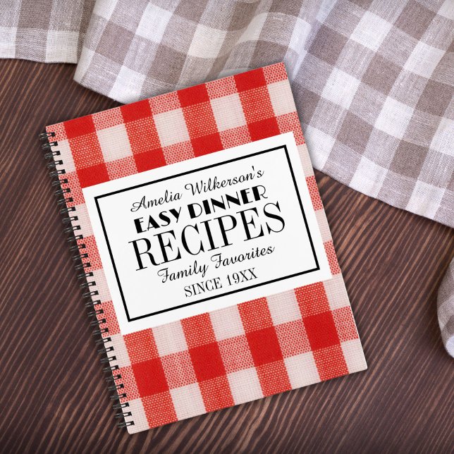 Carnet Recettes de dîner faciles nom de contrôle rouge (Créateur téléchargé)