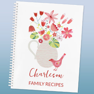 Carnet Recettes de famille Carafe d'oiseaux personnalisée