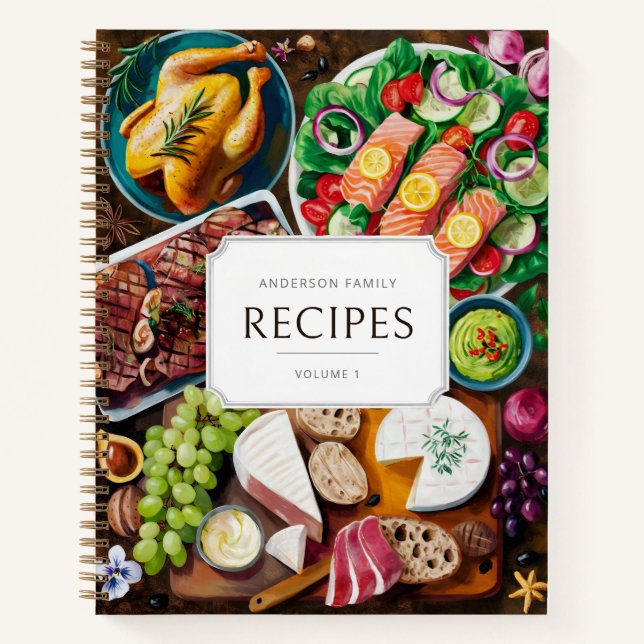 Carnet Recettes de famille classique rustique personnalis (Devant)