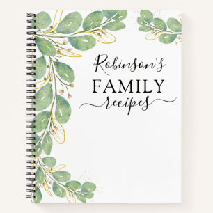 Carnet Recettes de famille Eucalyptus Élégantes Personnal